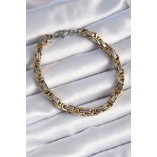 Similar 316L Çelik Gümüş Gold Renk Kral Zincir Model Erkek Bileklik - TJ-EB3695