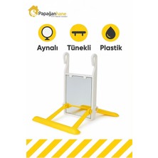 Papağanhane Sarı Tünekli Aynalı Kuş Oyuncağı – Dayanıklı Plastik Salıncak | Muhabbet Kuşu Ayna Oyuncağı