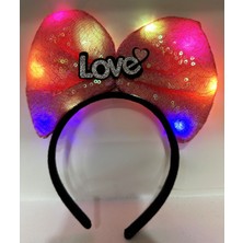 Similar LED Işıklı 3 Farklı Fonksiyonda Yanan Gümüş Love Yazılı Fuşya Pembe Fiyonk Taç 20X17 cm
