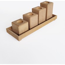 Yegane Concept Ham Mdf, Boyanabilir, Standlı 4'lü Mumluk