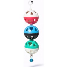 Papağanhane Zilli Üçlü Top Asmalı Kuş Oyuncağı | Muhabbet Kuşu & Papağan Kafes Oyuncağı