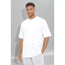 Fancy & Fun Unisex Oversize Pamuk T-Shirt Düz Renk Rahat Kesim