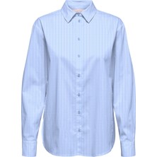 ShopINN Onlbersa Ls Slıt Detaıl Shırt  Wvn cc Kadın Mavi Gömlek - 15364453