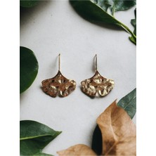 Fayra Accessories Yaprak Figürlü 18 K Altın Kaplama Küpe