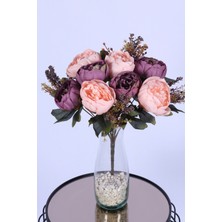 Yapay Çiçek Sitesi Yapay Şakayık Demeti Köpük Cipsolu Aranjman Mor-Pudra 12 Dal