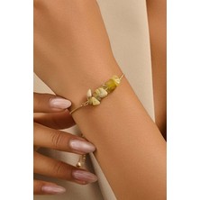 Fayra Accessories Sarı Opal Doğal Taşlı Altın Kaplama Asansör Bileklik