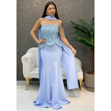 E&A Eren Abiye Straplez  Pullu Krep Elbise