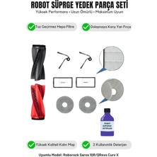Roborock Saros 10R/QREVO Curv x ile Uyumlu Yenileme Fırça Filtre Mop Deterjan Seti