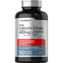 Horbaach Petite Calcium Citrate 400 Mg + Vitamin D3 5000 Iu , 150 Coated Caplets