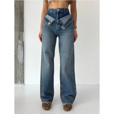 DENİKK Trend Yüksek Bel Geniş Paça Jean Denim Palazzo Pantolon-High Rise Wide Leg Jean