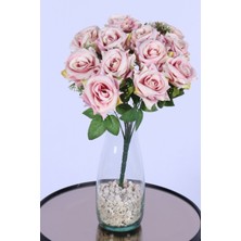 Yapay Çiçek Sitesi Tomurcuk Detaylı Yapay Gül Demeti Açık Pembe 12 Dal