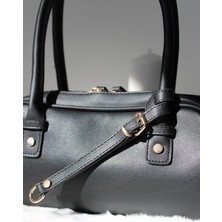 Valeri Astra Siyah Mat Deri Kemer Detaylı Çanta