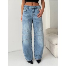 DENİKK Trend Özel Tasarım Wide Leg Denim Rahat Kalıp Jean Pantolon(1)