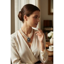 Fayra Accessories Zirkon Taşlı Tasarım Inci Kolye