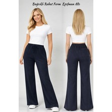 Fancy & Fun Kadın Yüksek Bel Oversize Beli Lastikli Arka Cepli 3 Iplik Kumaş Eşofman Altı