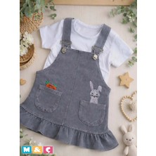 M.Ç Family Store 2lı Kız Bebek Eteklı Salopet Ikili Kız Bebek Havuç Tavşan Takım