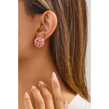 Fayra Accessories Kristal Taşlı Çiçek Buketi Figürlü Altın Kaplama Küpe