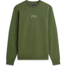 Tommy Hilfiger Brand Love Sweatshırt Erkek Yeşil Sweatshirt - MW0MW41428