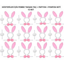 K-Yonlineticaret Pembe Tavşan Kostüm Seti – Taç, Papyon, Ponpon (12’li Paket)