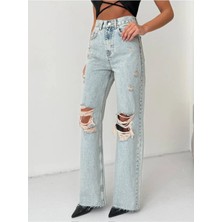 DENİKK Trend Özel Tasarım Wide Leg Denim Rahat Kalıp Jean Pantolon(1)