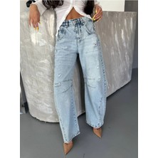 DENİKK Trend Özel Tasasarım Lazerli Baggy Denim Jean Pantlon