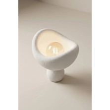 Luna Tasarım Masa Lambası Gri Bronz Detaylı Abajur Loş Amber Işık, Rustik Ampul Hediyeli 20 x 37 cm