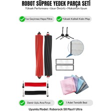 Roborock S8 Maxv Ultra ile Uyumlu Yenileme Siyah Fırça Filtre Temizlik Bezi Seti