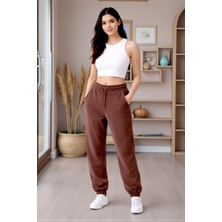 Fancy & Fun Kadın Yüksek Bel Paçası Lastikli Basic Jogger 3 Iplik Kumaş Eşofman Altı