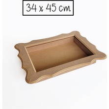 Yegane Concept Ham Mdf, Boyanabilir Cam Takılabilir Derin Figürlü Dikdörtgen Tepsi, Rölyef Tepsi Pano, 34X45 cm