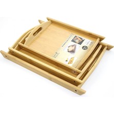 Aesco 3'lü Bambu Tepsi Model 1