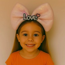 K-Yonlineticaret LED Işıklı Love Yazılı Pembe Fiyonk Taç – Kız Çocuk Parti Tacı