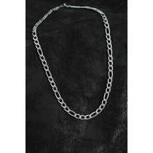 Ett 316L Çelik Kalın Figaro Zincir Model Gümüş Renk Erkek Kolye