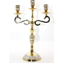 K-Yonlineticaret Pirinç Sedefli 3'lü Şamdan 18912