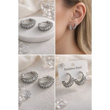 Stainless Steel 316L Paslanmaz Çelik Zirkon Taşlı Mini Halka Küpe – Parlak Günlük Şık Kadın Küpe