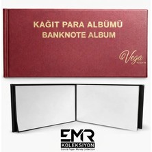 Mini Kağıt Para Cep Albümü, 20 Sayfa 40 Para Kapasiteli - Bordo Renk