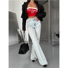DENİKK Trend Özel Tasarım Wide Leg Denim Rahat Kalıp Paçası Yırtık Püsküllü Jean PANTOLON40226