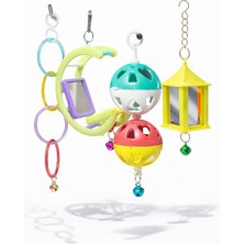 Papağanhane 4’lü Kuş Oyuncağı Seti | Olimpik Halka + Aynalı G Salıncak + Ikili Zilli Top + Fenerli Ayna