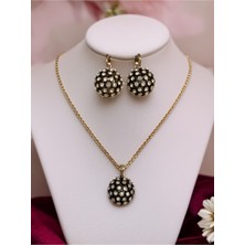 Fayra Accessories Zirkon Taşlı Yuvarlak Otantik Küpe ve Kolye Seti