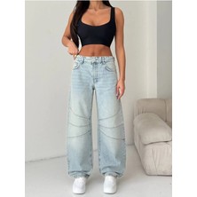 DENİKK Trend Özel Tasarım Wide Leg Denim Rahat Kalıp Jean Pantolon(1)