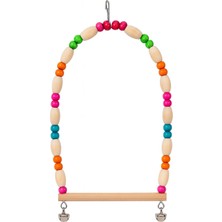 Papağanhane Papağan Salıncağı – Renkli Ahşap Boncuklu, Zilli Kuş Oyuncağı, Doğal Ahşap Tünek (Sultan,cennet)