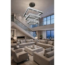 Kafkas 50X35X25CM Kare 3 Katlı Kristal Avize