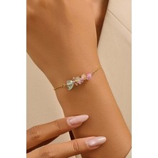 Fayra Accessories Florit Doğal Taşlı Altın Kaplama Asansör Bileklik