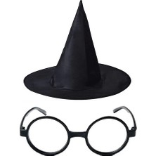K-Yonlineticaret Harry Potter Büyücü Şapkası ve Harry Potter Büyücü Gözlüğü Siyah Renk