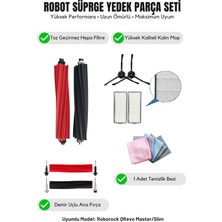 Roborock Qrevo Master/slim ile Uyumlu Yenileme Siyah Fırça Filtre Temizlik Bezi Seti