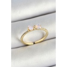 Ett Pirinç Fiyonk Figürlü Zirkon Taşlı Gold Renk Ayarlanabilir Kadın Yüzük