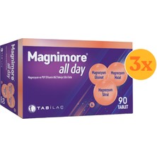 Magnimore All Day 90 Tablet - 3 Adet (270 Tablet) - Dezenfektan Hediyeli (%72 Alkol)