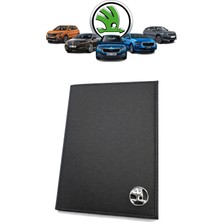 Gardenauto Metal Skoda Logolu Deri Ruhsat Kabı Cüzdanı Kılıfı Ruhsatlık Metal Logo