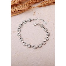 Sümer Telkari Gemici Model Taşlı Rodyumlu 925 Ayar Gümüş Bileklik 4902