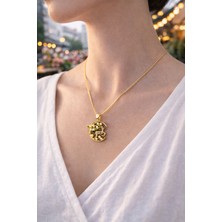 Neora 14K Altın Kaplama Ay Üzerinde Incili Geyik - Kadın Çelik Kolye