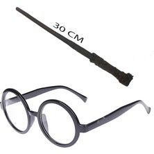 K-Yonlineticaret Harry Potter Asası 30 cm ve Siyah Çerçeveli Harry Potter Gözlüğü Seti
